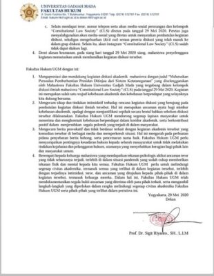 Dukungan Fakultas Hukum UGM untuk diskusi Constitutional Law Society
