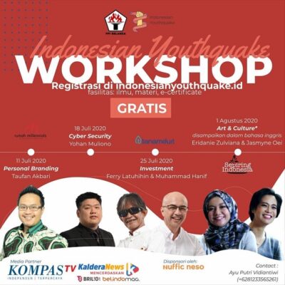 Rangkaian workshop gratis Indonesian Youthquake yang diinisiasi oleh Perhimpuan Pelajar Indonesia (PPI) Belanda (KalderaNews/Dok. Indonesian Youthquake)