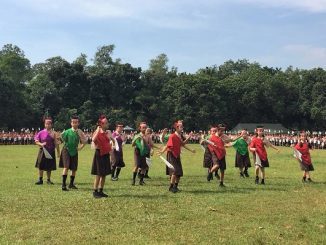 Penampilan peserta didik di Jambore Pramuka Penggalang SDK PENABUR Jakarta, Kempa 3 Buperta Cibubur, Jakarta Timur, Jumat, 12 April 2019