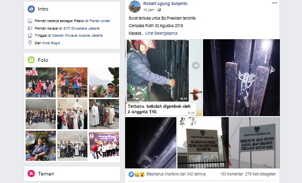 Surat Terbuka Penggembokan Sekolah St Paskalis Ketua Pembina Yayasan Sekolah St Paskalis, Rm Robertus Agung Suryanto OFM pada Jumat, 30 Agustus 2019.