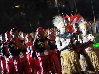 Pembukaan Pekan Olahraga Mahasiswa Nasional (POMNAS) berlangsung di Gelanggang Olahraga Mahasiswa Soemantri Brojonegoro (GMSB) Jakarta, 19-26 September 2019