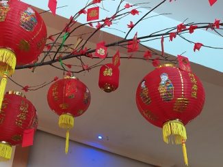 Pohon Mei Hua dengan Lampion Tahun Baru Imlek (China)