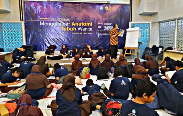 Menggambar Museum Basoeki Abdullah program menggambar bersama dengan peserta para pelajar tingkat SMP se-Jabodetabek di Museum Basoeki Abdullah, Rabu, 26 Februari 2020