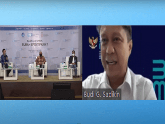 Menteri Koperasi dan UKM Teten Masduki, Ketua Satgas PEN Budi G. Sadikin, dan Direktur Bisnis Mikro BRI Supari pada diskusi "Bantuan UMKM, Efektifkah?" Jumat, 4 September 2020 (KalderaNews/ Dok. KalderaNews).