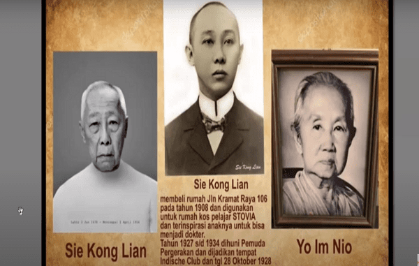 Sie Kong Liong merupakan pemuda keturunan Tionghoa yang menyediakan rumahnya untuk Kongres Pemuda. Sebelah kiri merupakan masa tua, tengah masa muda, dan kanan ialah istrinya (KalderaNews/ Syasa Halima)