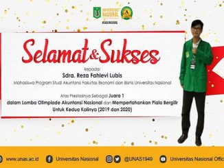 Reza Fahlevi Lubis, mahasiswa Fakultas Ekonomi dan Bisnis Universitas Nasional berhasil mempertahankan piala bergilir olimpiade Akuntansi Nasional selama dua tahun berturut-turut (KalderaNews/Dok.Unas)