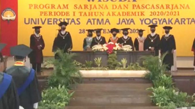 Universitas Atma Jaya Yogyakarta (UAJY) menggelar Wisuda Periode I Tahun Akademik 2020/2021 secara daring. (KalderaNews.com/Dok.UAJY)