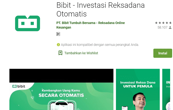 Aplikasi Bibit Besutan PT Bibit Tumbuh Bersama