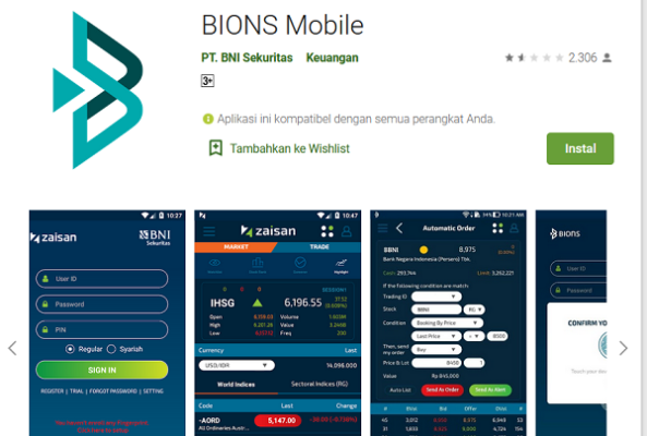 Aplikasi BIONS milik PT BNI Sekuritas