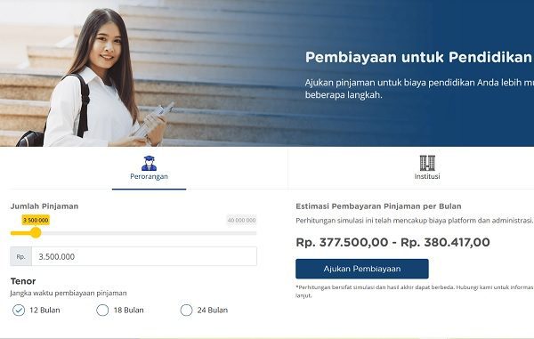 Danadidik Simulasi pinjaman di Danadidik