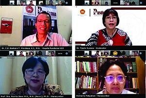 Pembicara dalam webinar bertajuk “Perempuan, Demokrasi, dan Kebangkitan Nasional” yang digelar Universitas Sanata Dharma Yogyakarta. (KalderaNews.com/Dok. USD)