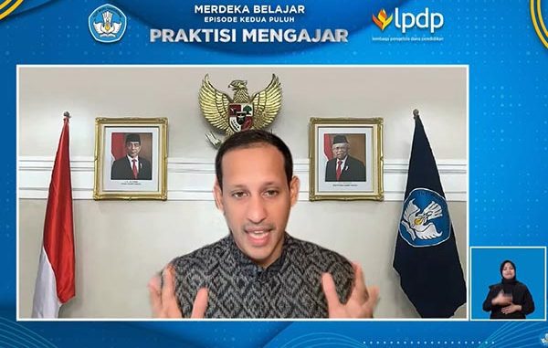 Mendikbudristek Nadiem Makarim memaparkan program Merdeka Belajar 20 Praktisi Mengajar. (Dok.Kemendikbudristek)