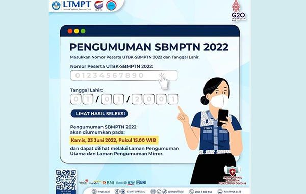 Pengumuman Hasil UTBK-SBMPTN 2022. (Dok.LTMPT) Pengumuman Hasil UTBK-SBMPTN 2022. (Dok.LTMPT)