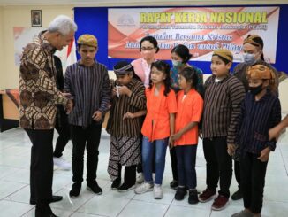 Gubernur Jawa Tengah Ganjar Pranowo Rakernas DPP Petki di BPM Dikjur, Jalan Brotojoyo, Kota Semarang pada Sabtu, 14 Januari 2023