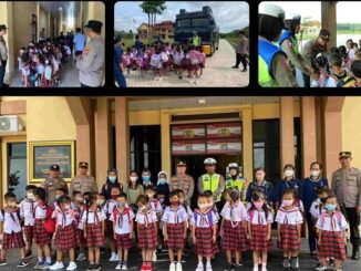 Murid-murid TK Tarakanita berkunjung ke Polres Tulang Bawang Barat pada Kamis, 23 Februari 2023