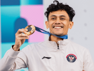 Veddriq Leonardo, atlet panjat tebing Indonesia, peraih medali emas Olimpiade Paris 2024. (dok.noc indonesia)