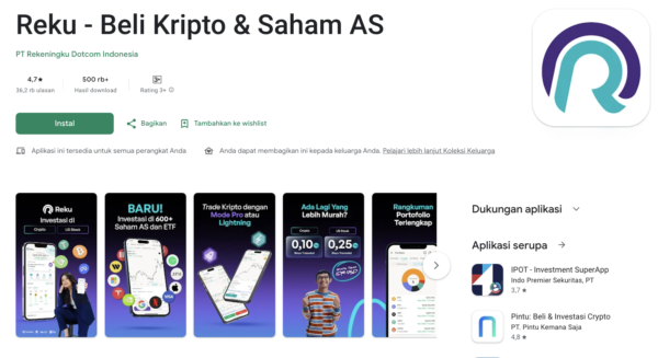 Aplikasi Reku besutan PT Rekeningku Dotcom Indonesia (