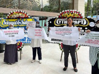 Sejumlah dosen penerima Beasiswa Pendidikan Indonesia Pathway unjuk ra Kemendikti. (dok.penerimaBP)