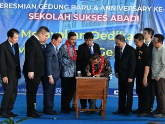 Peresmian gedung baru Sekolah Sukses Abadi di bawah naungan Yayasan JIBI Sukses Abadi di Jalan Wijaya No. 9, Jelambar Fajar, Jakarta Utara, pada Rabu, 7 Mei 2025