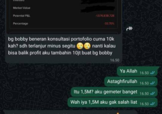Heboh! Investor Saham Curhat Rugi Rp 1,5 Miliar di Grup Trader, Netizen Soroti Strategi “All-In” dan Asal Nyemplung Heboh! Investor Saham Curhat Rugi Rp 1,5 Miliar di Grup Trader, Netizen Soroti Strategi “All-In” dan Asal Nyemplung