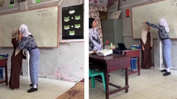 Tangkapan layar video seorang siswi di Langsa Aceh membentak gurunya. (Ist.)