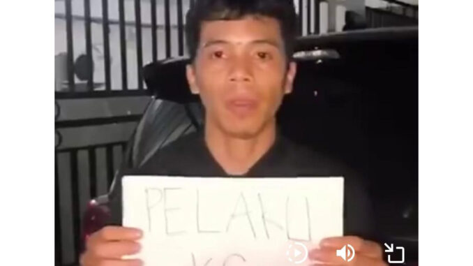 Tangkapan layar video klarifikasi terduga pelaku berinisial S terkait dugaan perbuatan kekerasan seksual. (Ist.)