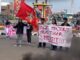 Liga Mahasiswa Nasional untuk Demokrasi (LMND) Eksekutif Wilayah Lampung menggelar unjuk rasa di kawasan Bundaran Tugu Adipura, Kota Bandar Lampung.