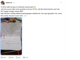 Viral unggahan utas (hread) dari akun @riana.rrn