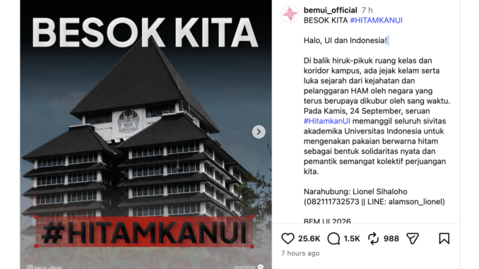 Unggah akun @bemui_official #HITAMKANUI Unggah akun @bemui_official #HITAMKANUI